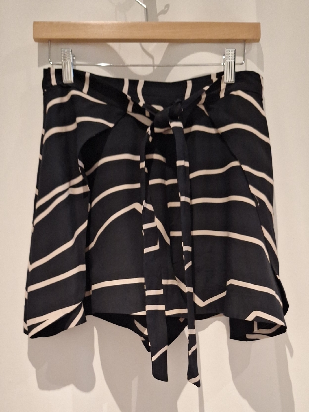 C/MEO Collective Black and Cream Striped Tie-Waist Women's Dress Shorts